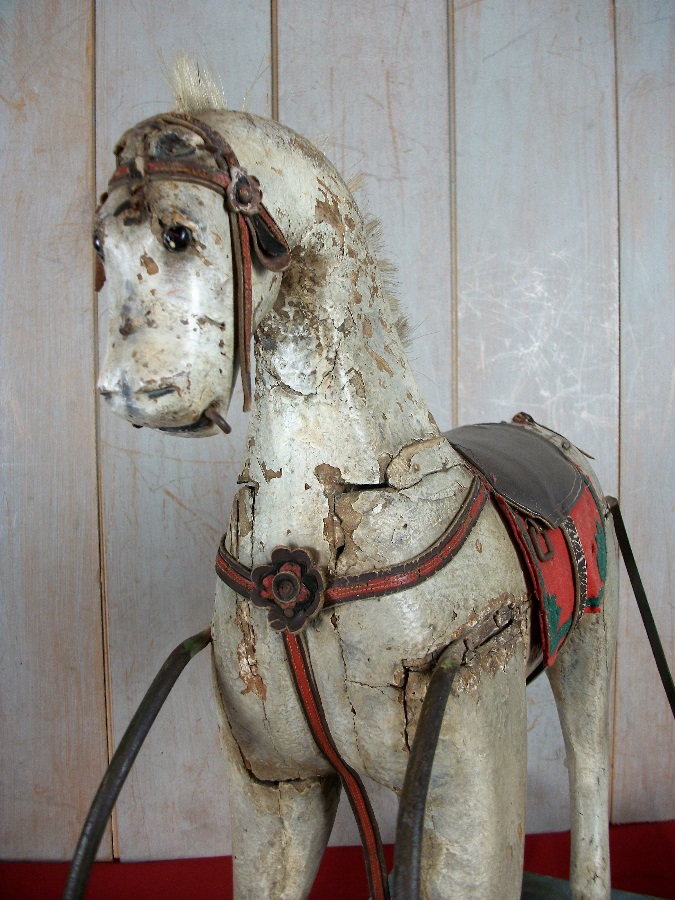 A Spanish 19thC Naive Painted Rocking Horse